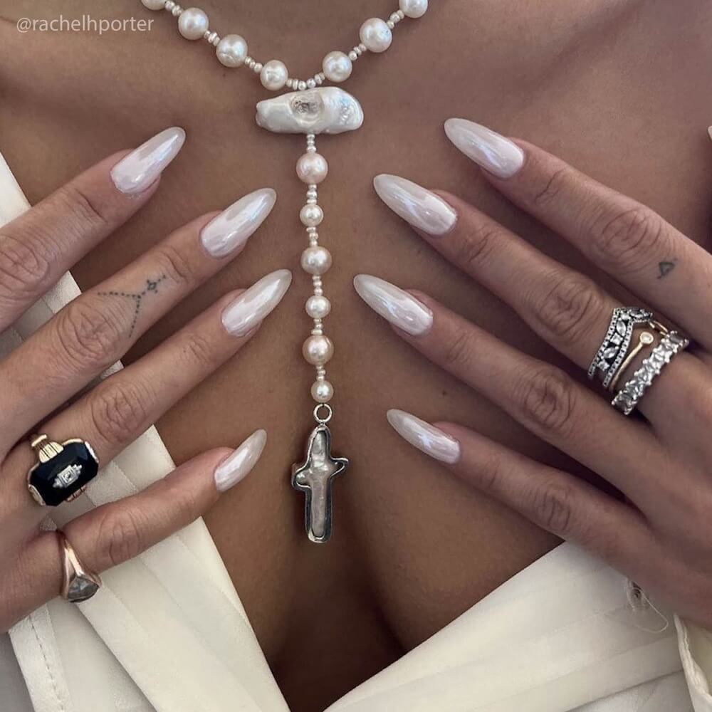 Pearlescent nails for you wedding nails inspiration