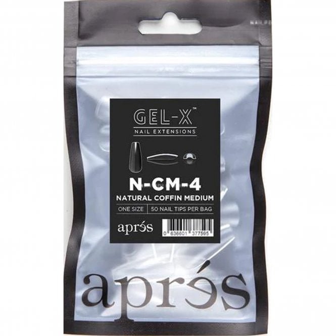 Aprés Gel-X Tips Refill Pack - Natural Coffin Medium (50 Pcs)