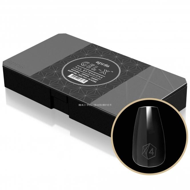 Aprés Gel-X Box Of Tips - Natural Coffin Short (500 Pcs & 10 Sizes)