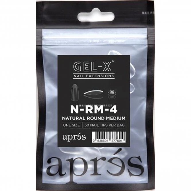 Aprés Gel-X Tips Refill Pack - Natural Round Medium (50 Pcs)