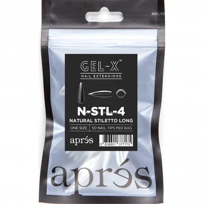 Aprés Gel-X Tips Refill Pack - Natural Stiletto Long (50 Pcs)