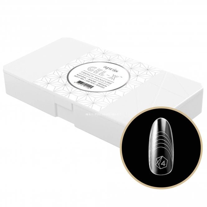 Aprés French Manicure Gel-X Box Of Tips - Natural Round Medium (330 Pcs & 10 Sizes)