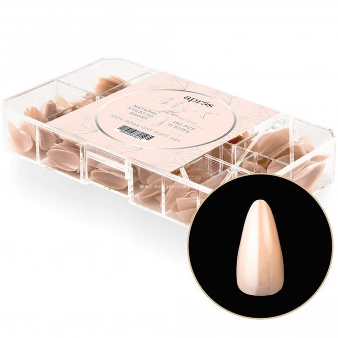 Aprés Neutrals Gel-X Box Of Tips - Alex Natural Stiletto (150 Pcs & 11 Sizes)