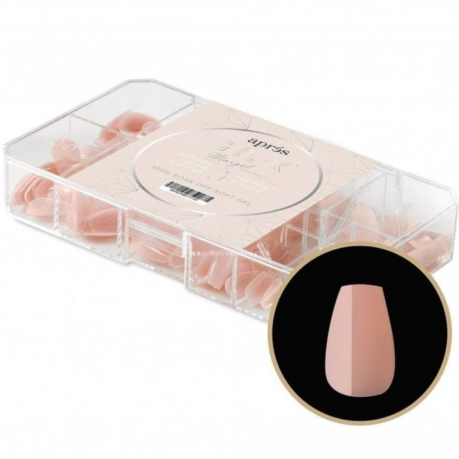 Aprés Neutrals Gel-X Box Of Tips - Margot Natural Coffin (150 Pcs & 11 Sizes)