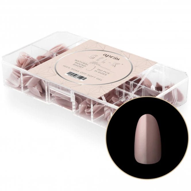 Aprés Neutrals Gel-X Box Of Tips - Mia Natural Round (150 Pcs & 11 Sizes)