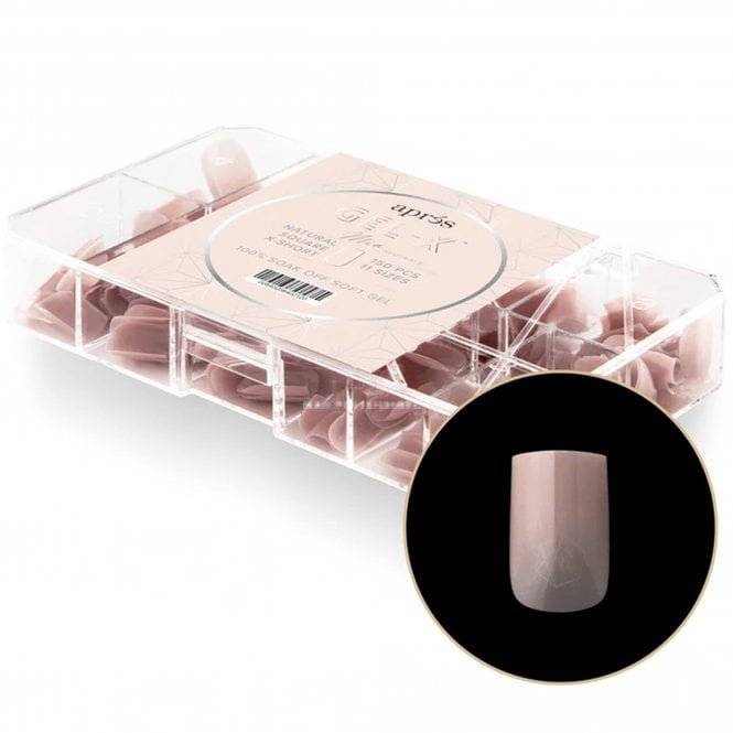 Aprés Neutrals Gel-X Box Of Tips - Mia Natural Square (150 Pcs & 11 Sizes)