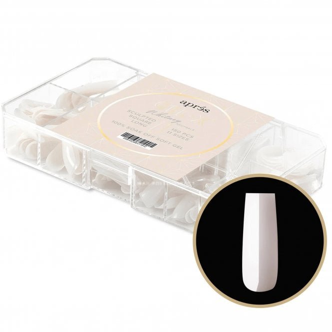 Aprés Neutrals Gel-X Box Of Tips - Whitney Sculpted Square Long (150 Pcs & 11 Sizes)