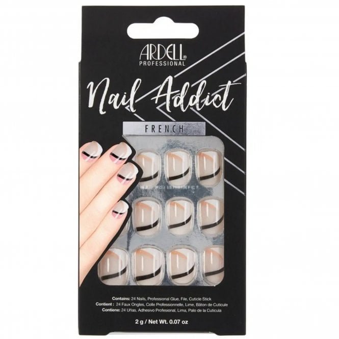 Ardell Nail Addict French False Nails - Geometric French (28 Nails) (61215)