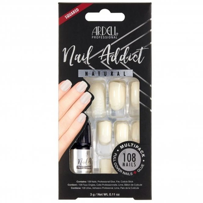 Ardell Nail Addict Natural False Nails - Squared Multipack (108 Nails) (63857)