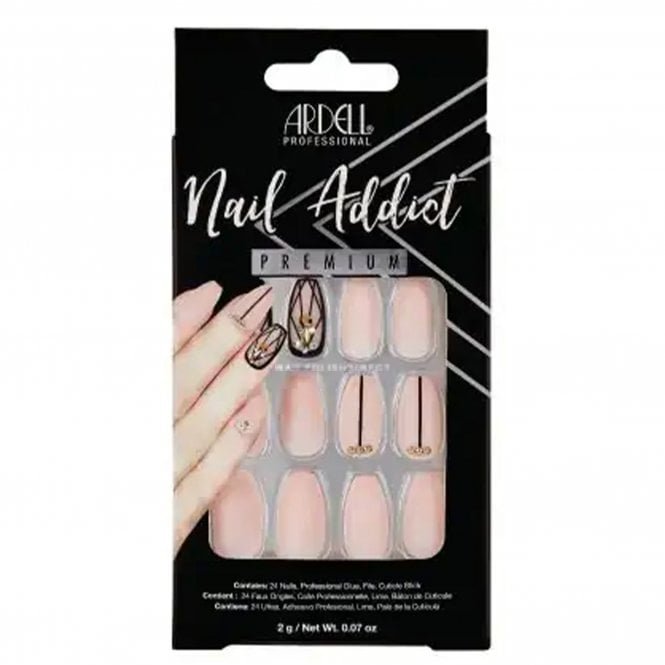 Ardell Nail Addict Premium False Nails - Blush Geometric Crystals (24 Nails) (62112)