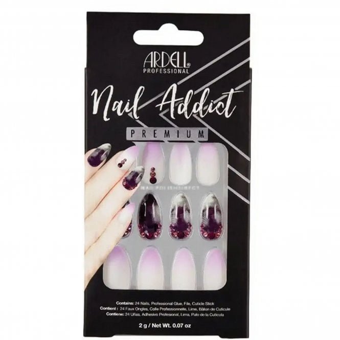 Ardell Nail Addict Premium False Nails - Marble Purple Ombre (24 Nails) (62116)