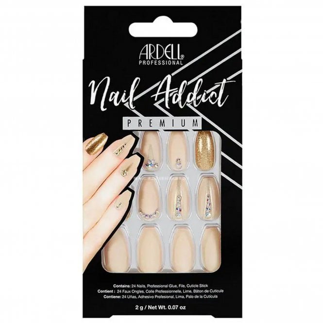 Ardell Nail Addict Premium False Nails - Nude Jeweled (24 Nails) (75892)