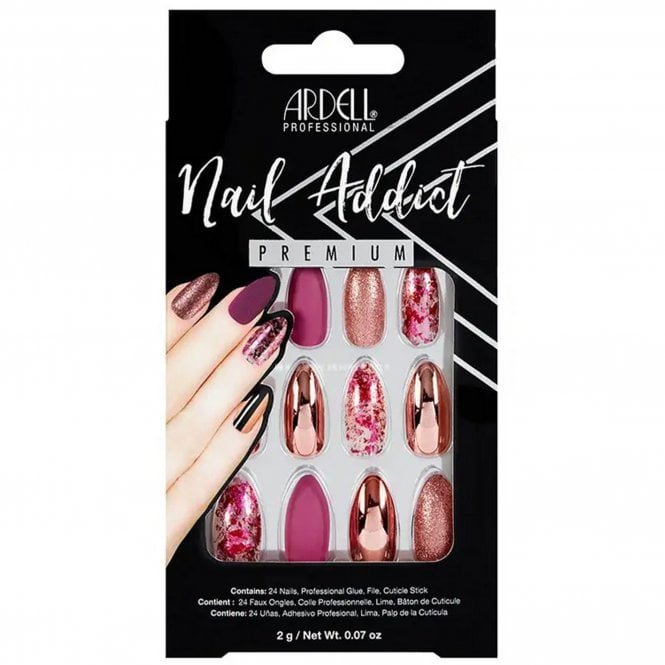 Ardell Nail Addict Premium False Nails - Chrome Pink Foil (24 Nails) (75888)