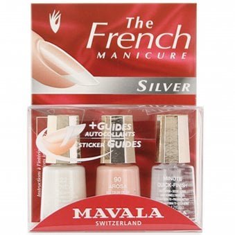 Mini Nail Colour French Manicure Nail Polish Kit - Silver (3 x 5ml)(70102)