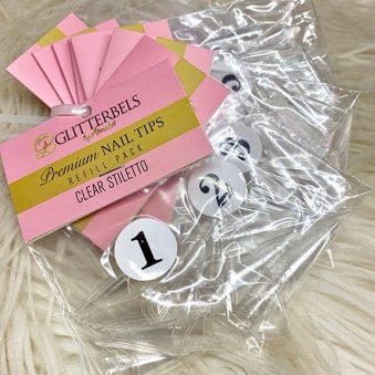 Clear Stiletto False Nail Tips - Clear (Refill) (Sizes 1 To 10) - (Pack Of 50)