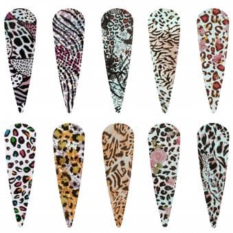 Create Nail Art Foils - 10 Pack - Foil Laser Leopard Print