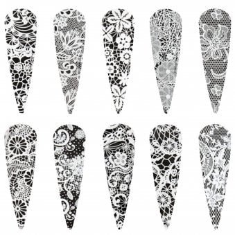 Create Nail Art Foils - 10 Pack - White Lace