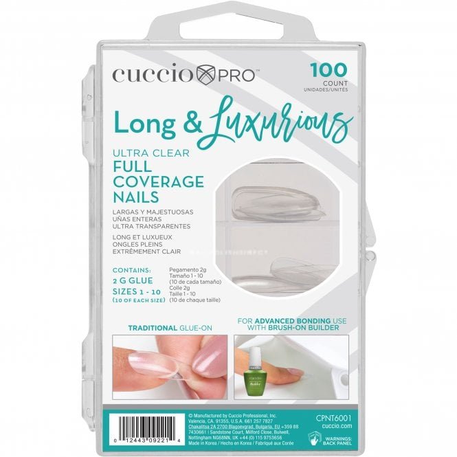 Cuccio Long & Luxurious Full Coverage Nails - Ultra Clear (100 False Nails) (CPNT6001)