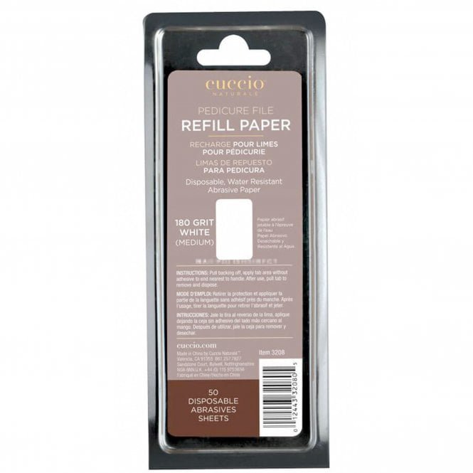 Cuccio Pedicure File Refill Paper - White 180 Grit (Medium) 50 Sheets