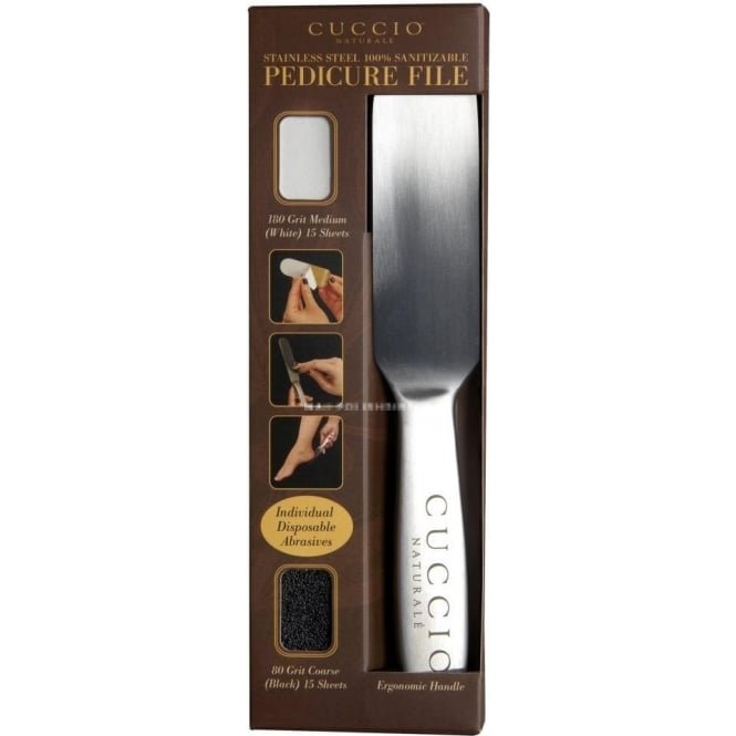 Cuccio Stainless Steel Pedicure File (15 Grit Coarse Sheets & 15 Grit Medium Sheets) (1236)