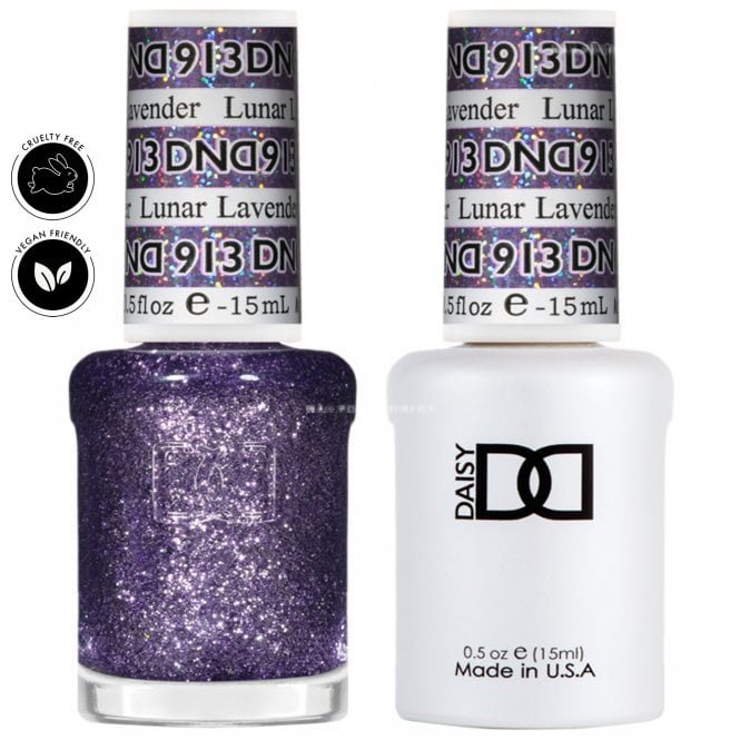 DND Daisy Duo Gel & Nail Polish Set - Super Glitter Collection - Lunar Lavender 913 - 2 x 15ml