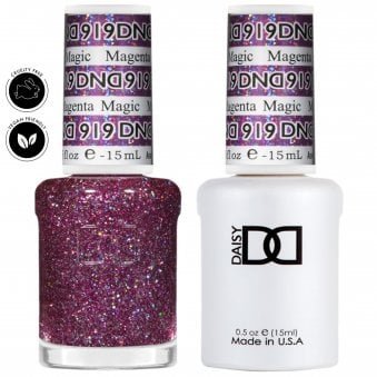 Daisy Duo Gel & Nail Polish Set - Super Glitter Collection - Magenta Magic 919 - 2 x 15ml