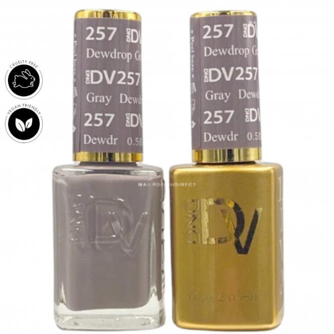 DND Diva Duo Gel & Nail Polish Set - Dewdrop Gray 257 - 2 x 15ml