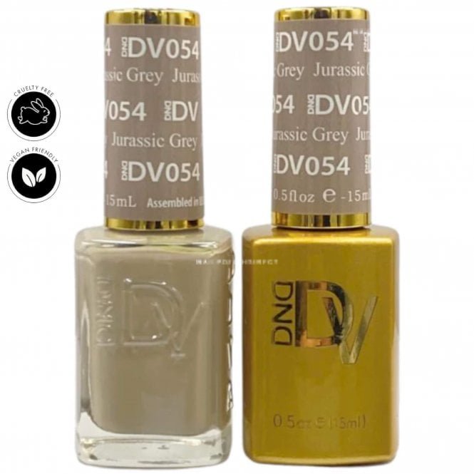 DND Diva Duo Gel & Nail Polish Set - Frosted Chai - Jurassic Grey 054 - 2 x 15ml