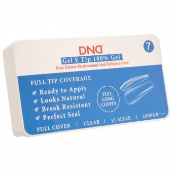 Gel E Soft Gel Nail Tips - Full Long Coffin (550 Pcs & 11 Sizes)