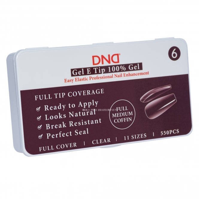 DND Gel E Soft Gel Nail Tips - Full Medium Coffin (550 Pcs & 11 Sizes)