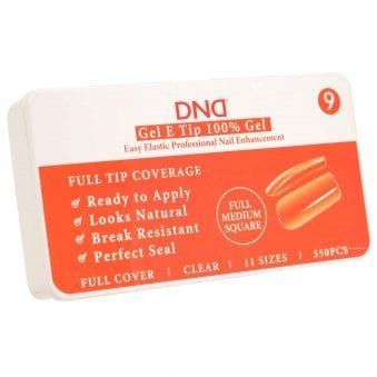 Gel E Soft Gel Nail Tips - Full Medium Square (550 Pcs & 11 Sizes)
