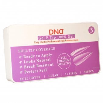 Gel E Soft Gel Nail Tips - Full Medium Stiletto (550 Pcs & 11 Sizes)
