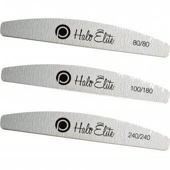 Halo Elite Zebra Moon Nail Files - 80/80, 100/180 And 240/240 Grit (Mixed Pack) (N1195)