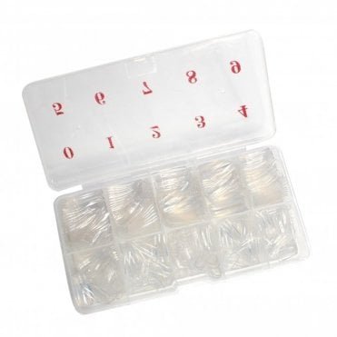 False Acrylic Nail Coffin Tips - Clear - Half Well (500 Nails)(Sizes 0-9)