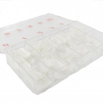 False Acrylic Nail Coffin Tips - White - Half Well (500 Nails)(Sizes 0-9)
