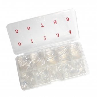 False Acrylic Nail Tips - Clear Coffin Tips - Half Well (Sizes 0-9)