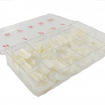 False Acrylic Nail Tips - Natural Square Tips - Full Well (Sizes 0-9)