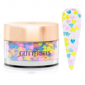 Gel & Acrylic Nail Art Loose Glitter - Rainbow Hearts 15g (GBG100)