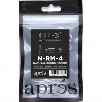 Gel-X Nail Extension False Nail Tips - Natural Round Medium Refill (50 Pcs)