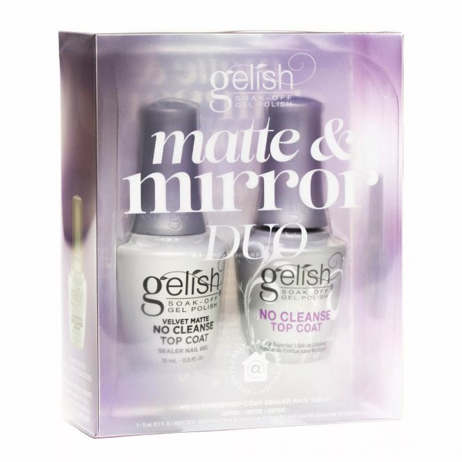 Gelish Matte & Mirror HEMA & TPO Free No Cleanse Gel Topcoat Duo (2x15ml)(1121520)