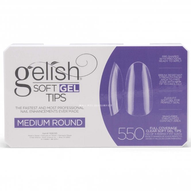 Gelish Soft Gel Nail Tips - Break Resistant - Medium Round (Pack Of 550 & 11 Sizes) (1168095)