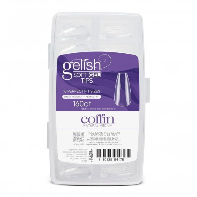 Gelish Soft Gel Nail Tips - Coffin Natural Medium 160 Pcs (1270027)