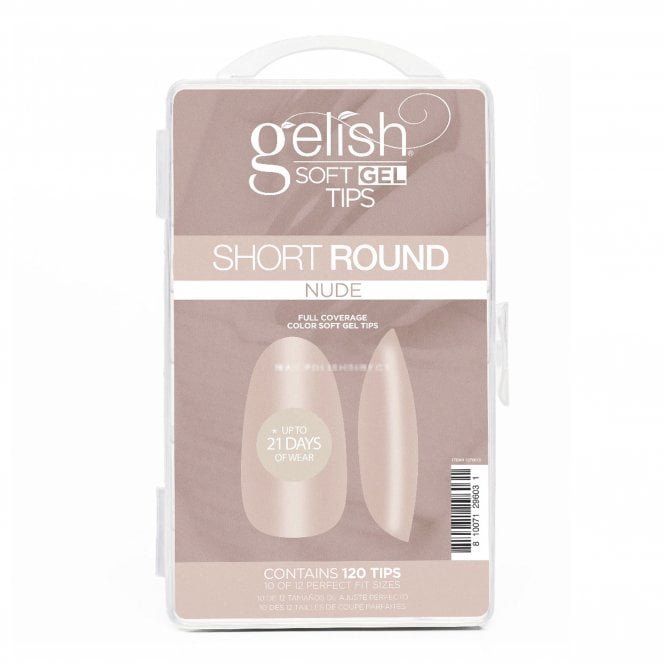 Gelish Soft Gel Neutral Tips - Short Round Nude (120 Tips & 12 Sizes)