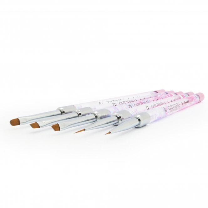 Glitterbels 5-Piece Glitter Gel Nail Art Brush Set (BRUSH001)