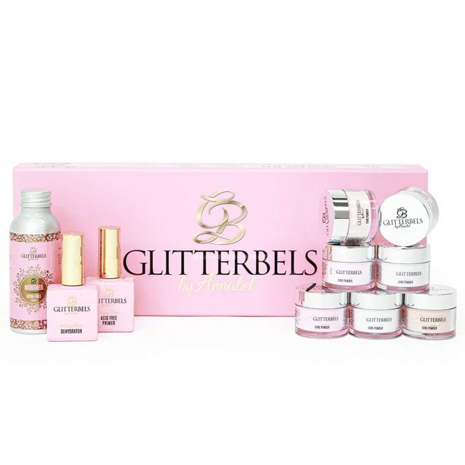 Glitterbels Core Acrylic Powder Starter Kit (7 x 15g, 2 x 17ml & 1 x 100ml) (KIT001)