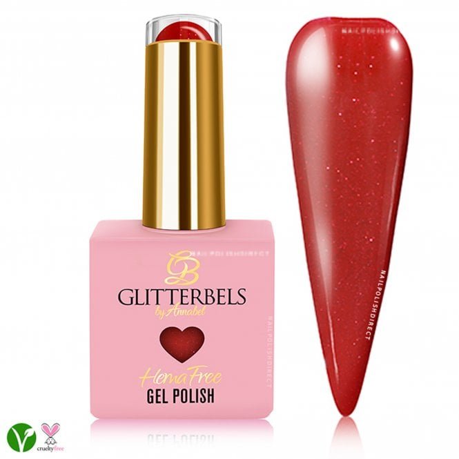 Glitterbels Hema Free Gel Polish - Hot Red Sparkle 8ml (HGEL123)