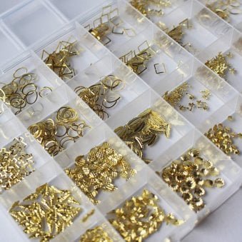 Gold Metal Nail Gems Multi Pack - Assorted Gold Nail Art Accessories