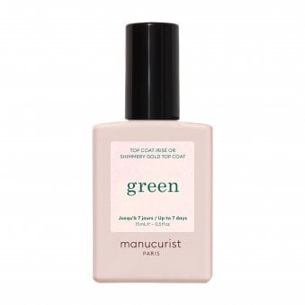 Green Vegan-Friendly Nail Polish Top Coat - Shimmery Gold 15ml (33009)