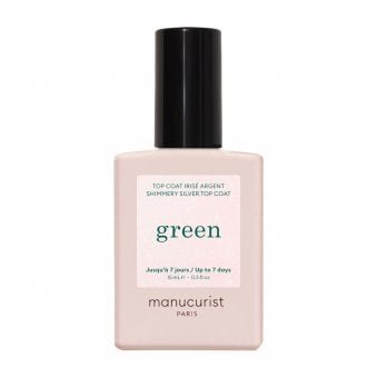 Green Vegan-Friendly Nail Polish Top Coat - Shimmery Silver 15ml (33017)