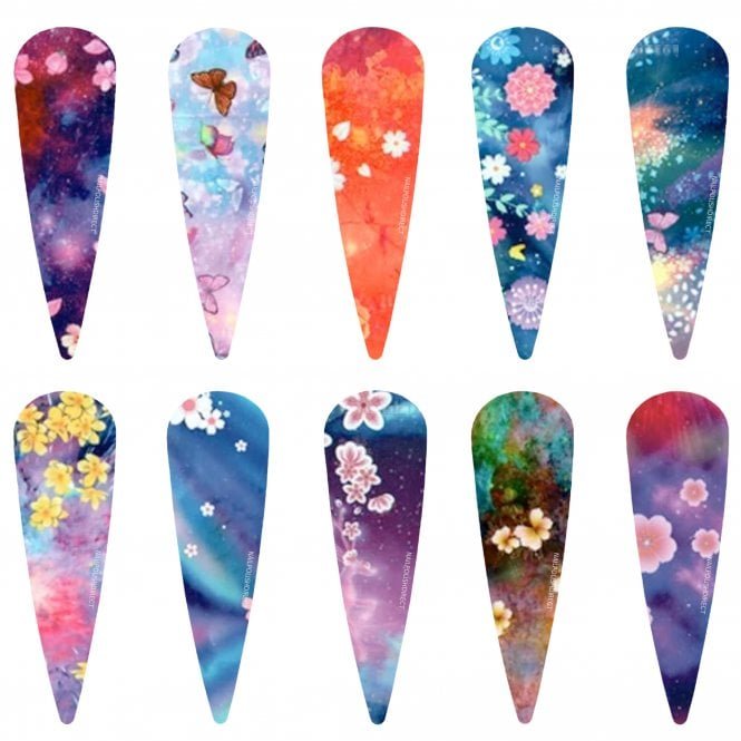 Halo Create Nail Art Foils - 10 Pack - Floral Fantasy